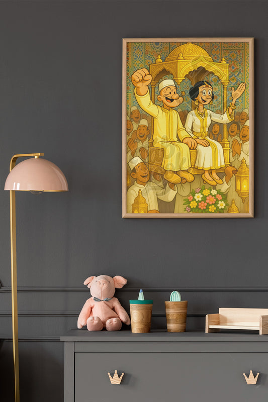 Scène de Mariage Marocain en Style Cartoon