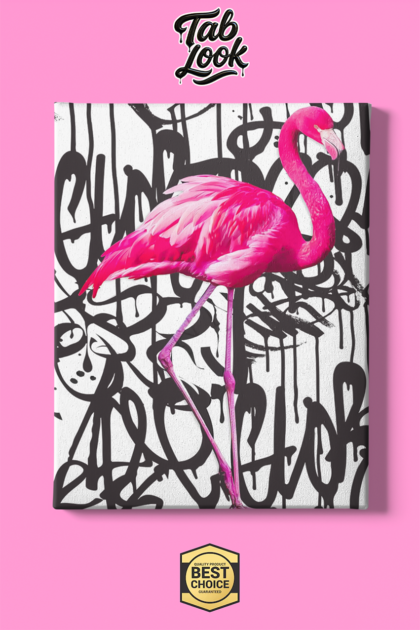 Flamant Rose Graffiti – Style Moderne