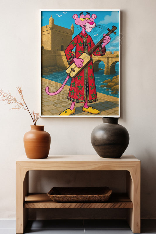 Panthère Rose en Jellaba Marocaine