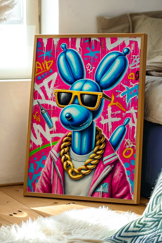 Tableau Street Art Lapin Bleu – Style Urbain Moderne