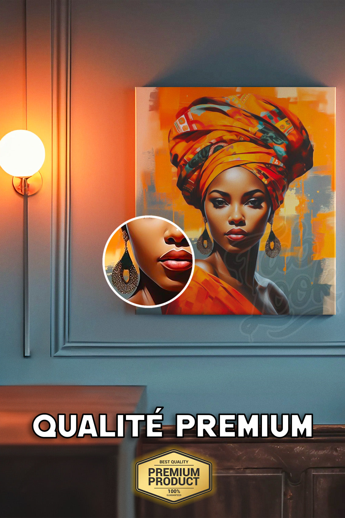 Tableau Afro Chic Orange – Art Contemporain Haut de Gamme