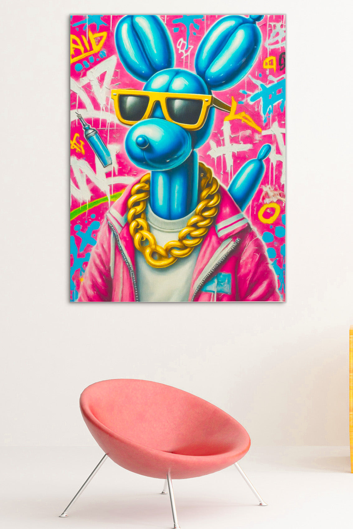 Tableau Street Art Lapin Bleu – Style Urbain Moderne