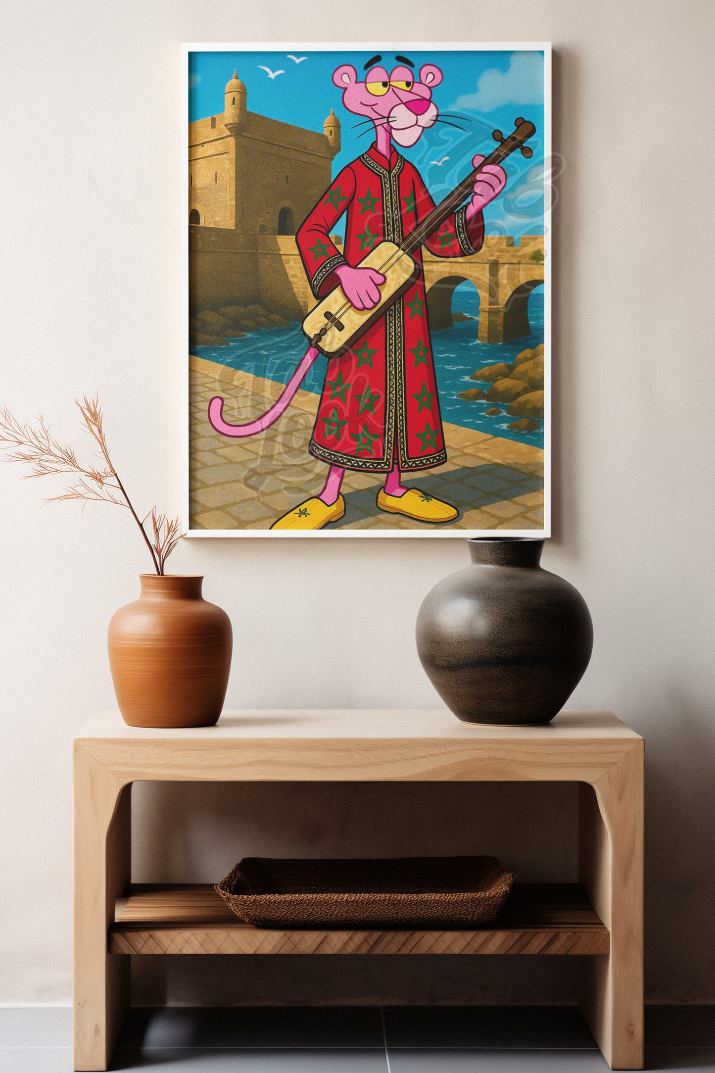 Panthère Rose en Jellaba Marocaine