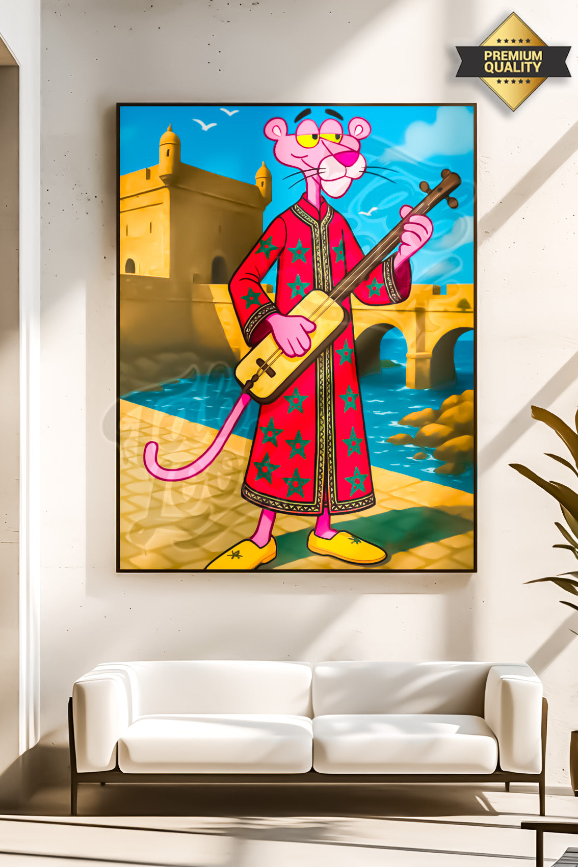 Panthère Rose en Jellaba Marocaine