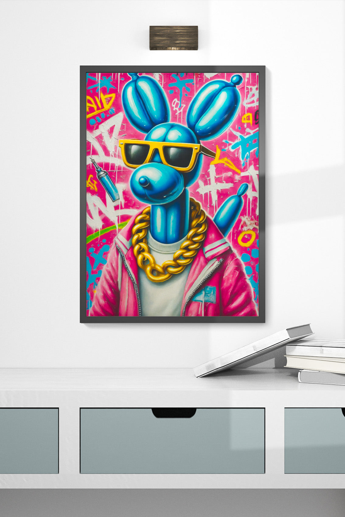 Tableau Street Art Lapin Bleu – Style Urbain Moderne