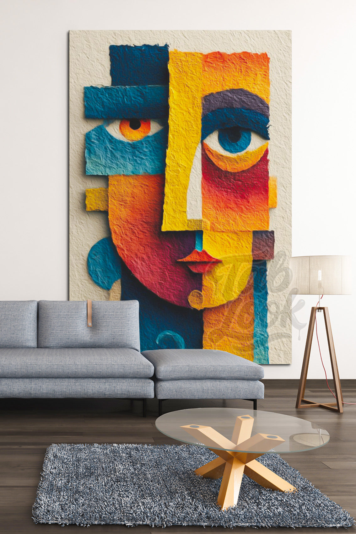 Tableau Abstrait Coloré – Visage Cubiste