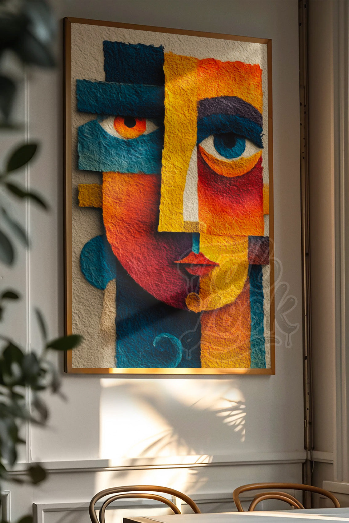 Tableau Abstrait Coloré – Visage Cubiste